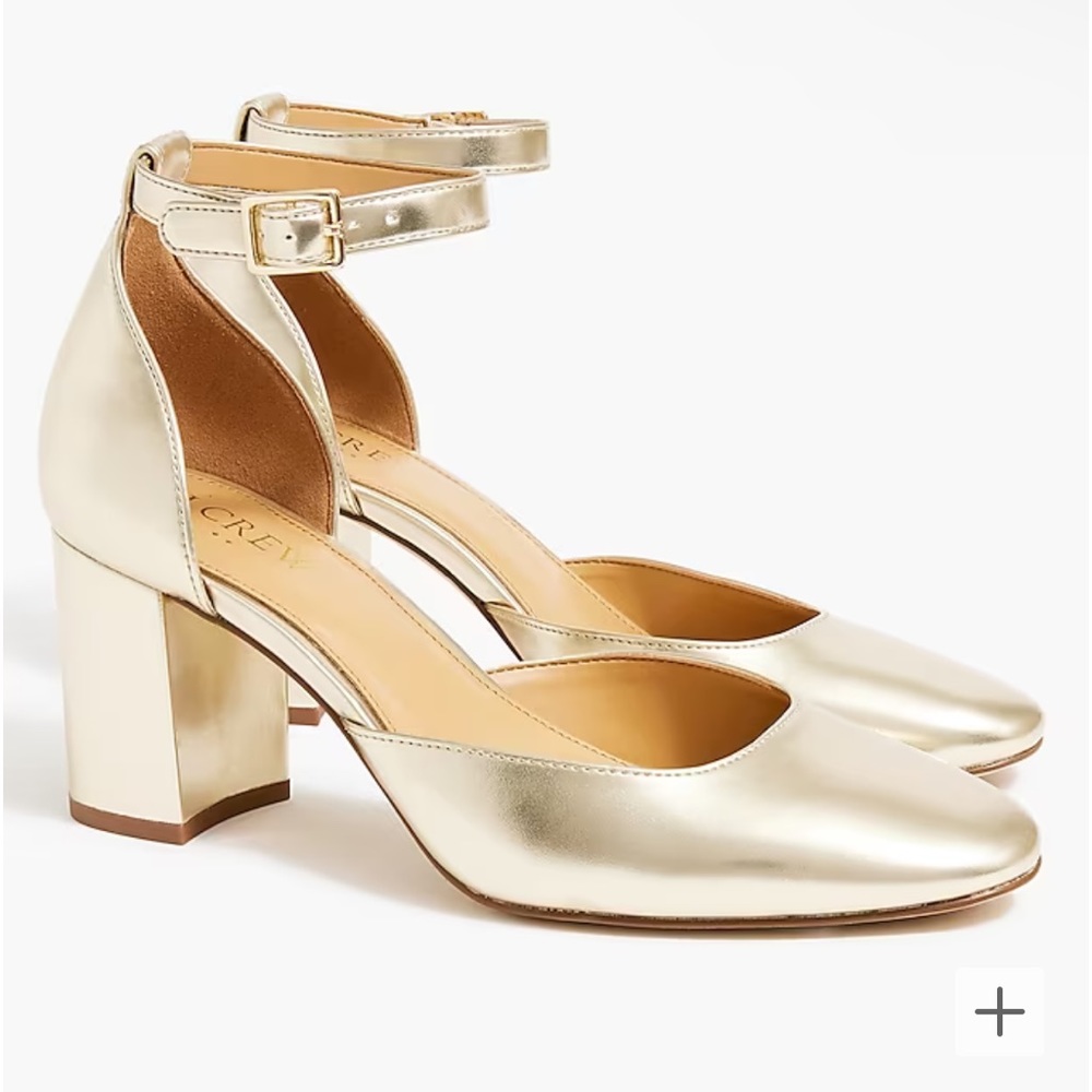 J. Crew Gold Metallic Block Heel- Size 8